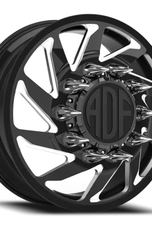 Adf Contractor Left Dually Wheel 26x8.25 8x200 Gloss Black/Machined 132mm - MINIMUM PURCHASE OF 4 - FREE T-SHIRT INCLUDED! Best Price