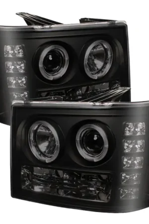 Save Now Spyder GMC Sierra 1500/2500 07-13 Projector Headlights LED Halo- LED Blk Smke PRO-YD-GS07-HL-BSM
