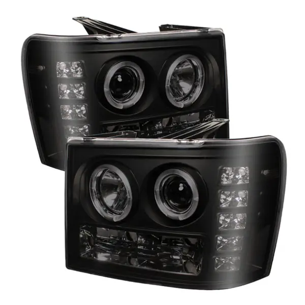 Save Now Spyder GMC Sierra 1500/2500 07-13 Projector Headlights LED Halo- LED Blk Smke PRO-YD-GS07-HL-BSM