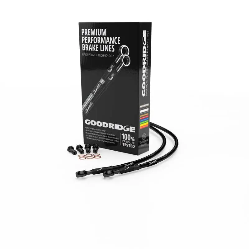 Goodridge 2008 Harley-Davidson FLHT/FLHTC/FLHTCU/FLHX (w/ABS) Black Front Brake Line w/Black Fitting Modern