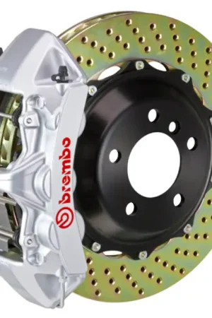 High Quality Brembo 05-11 SLK55 AMG (R171) Front GT BBK 6 Piston Cast 380x32 2pc Rotor Drilled-Silver
