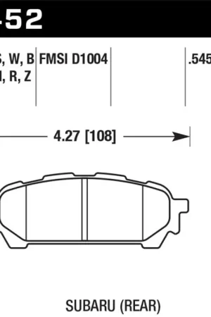 Hawk 03-05 WRX D1004 HP+ Street Rear Brake Pads Premium