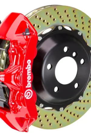 Brembo 10-15 Camaro V6 Front GT BBK 6 Piston Cast 380x32 2pc Rotor Drilled-Red Price Drop
