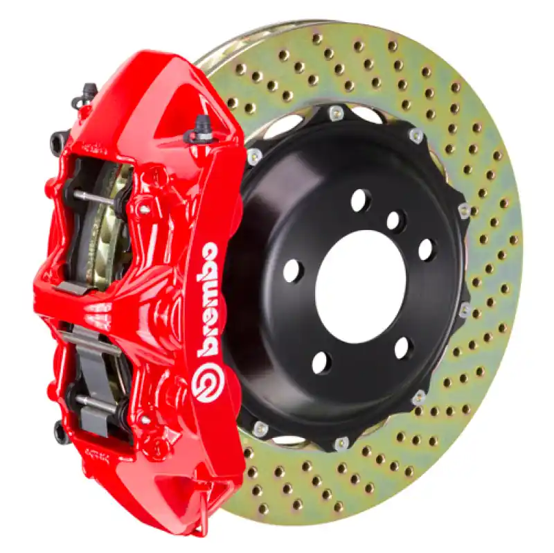 Brembo 10-15 Camaro V6 Front GT BBK 6 Piston Cast 380x32 2pc Rotor Drilled-Red Price Drop