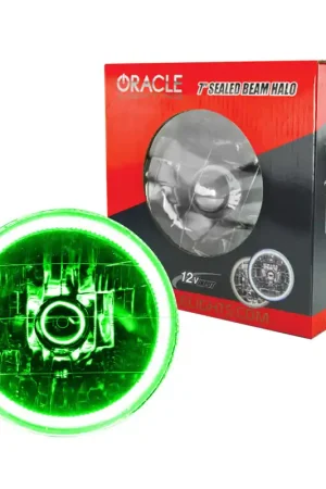Oracle Pre-Installed Lights 7 IN. Sealed Beam - Green Halo Modern