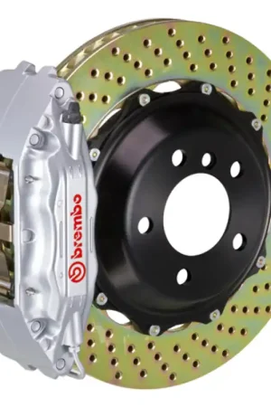 Brembo 95-99 M3 Front GT BBK 4 Piston Cast 2pc 355x32 2pc Rotor Drilled-Silver Hassle-Free Returns