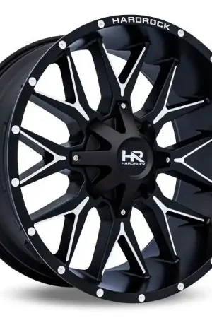 Hardrock Offroad Wheels H700 Gloss Black Milled 22x10 -19mm Offset 5x127 (5x5),5x139.7 (5x5.5) Money Back Guarantee