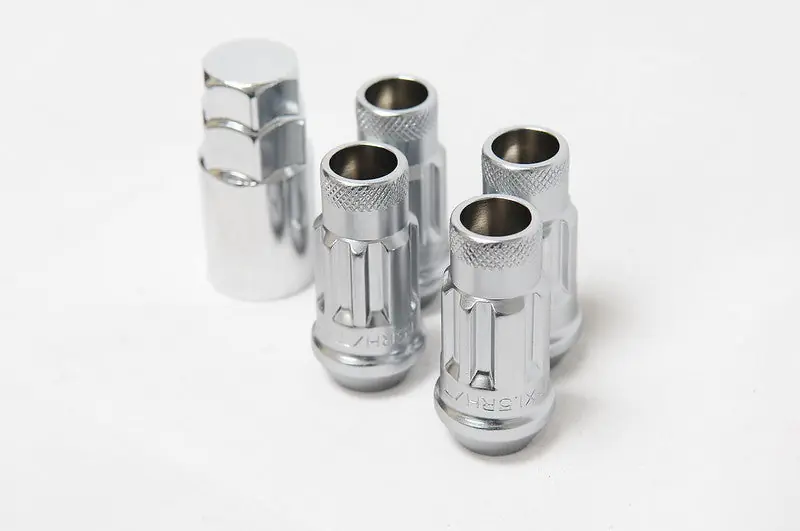 Wheel Mate 12x1.50 48mm Muteki SR48 Satin Silver Open End Locking Lug Nut - Set of 4 Crafted