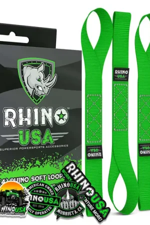 Rhino USA Soft Loops Motorcycle Tie-Down Set 4-Pack Green Limited Offer
