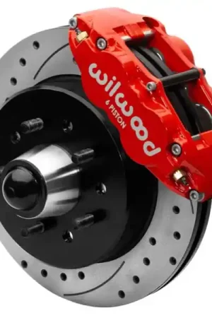 Wilwood 63-87 Chevy C10 Narrow Superlite 6R Front Brake Kit Drilled & Slotted 12.19in Rotors - Red Markdown
