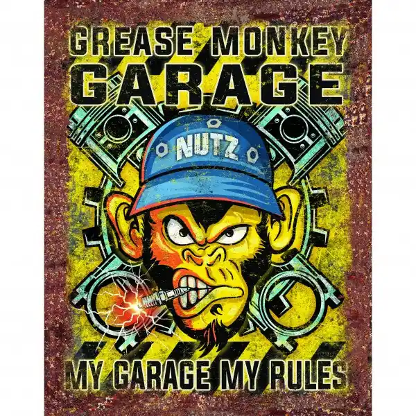 Same Day Shipping Grease Monkey Garage Metal Sign Reproduction 32cm x 41cm - MSI2473