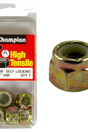 Champion Pack of 5 7\\/16 UNF High Tensile Grade 8.8, Zinc Plated Self Locking Hex Nuts with Nylon Insert - SLF80 Same Day Shipping