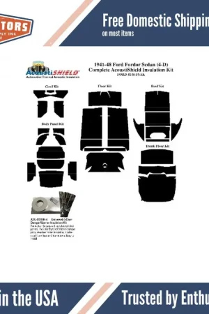 Insulation Sound Deadener Kit for 41-48 Ford Fordor Sedan Acoustishield Complete Brand New