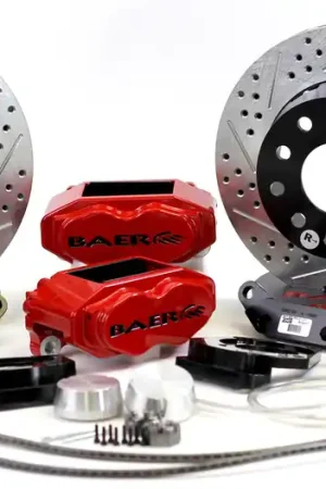 Hassle-Free Returns Baer Brakes 4261379FR-1X Baer Brakes 11" SS4+ Front Brake Kit, Fire Red, Slot, Std. Studs