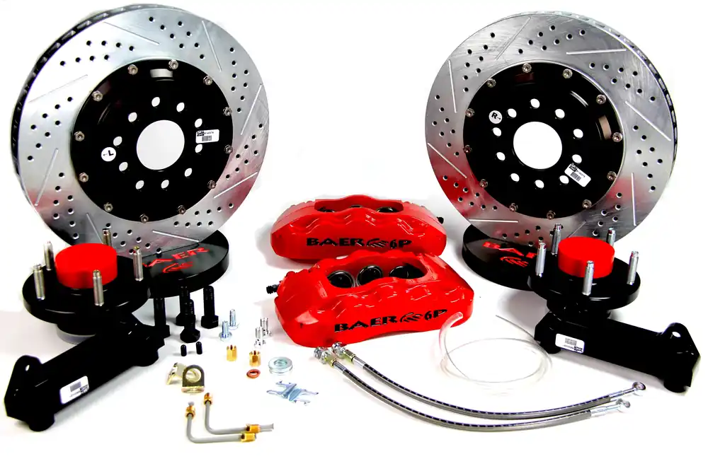 Baer Brakes 4301428FR-1X Baer Brakes 14" Pro+ Front Brake Kit, Fire Red, Slot, Std. Studs Final Sale
