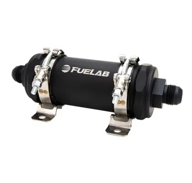 Order Now Fuelab PRO Series In-Line Fuel Filter (10gpm) -12AN In/-12AN Out 100 Micron Stainless - Matte Black - 86824