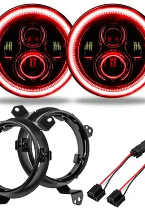 Handmade Oracle Jeep Wrangler JL/Gladiator JT 7in. High Powered LED Headlights (Pair) - Red