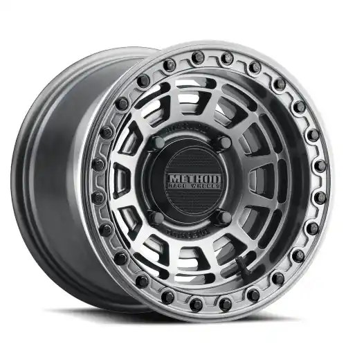 One Day Deal Method MR415 UTV Polaris Beadlock 15x10 / 6+4/25mm Offset / 4x156 / 132 CB Graphite Wheel - Gloss Graphite Ring