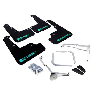 Rally Armor 15-21 Subaru WRX/STI (Sedan ONLY) Black UR Mud Flap w/ Teal Altered Font Logo Buy Today