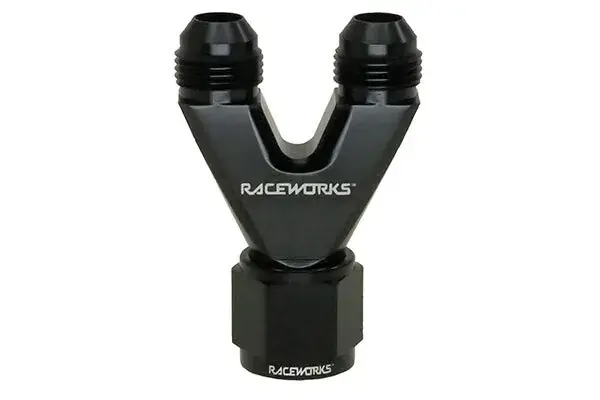 Secure Checkout Raceworks Straight Y-Block 2x AN-6 Male Flare - AN-8 Female AN Swivel
