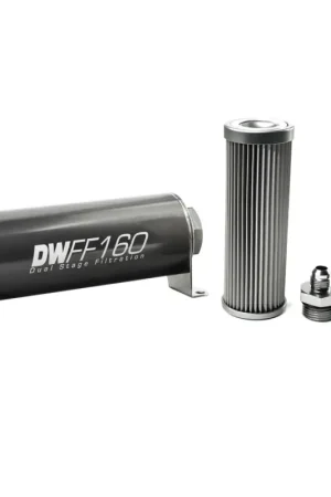 New Release Deatschwerks In-Line Fuel Filter Element and Housing Kit Stainless Steel 10 Micron 160mm