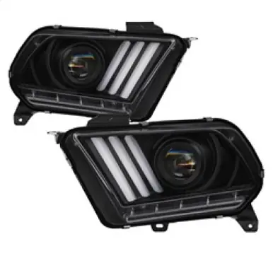 Certified Spyder 10-13 Ford Mustang - Halogen - Projector Headlights - LED Signals -Black (PRO-YD-FM2010V2-BK) - 5085429