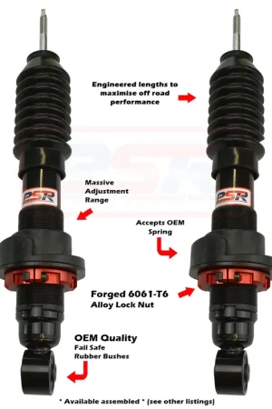 Performance Suspension Racing TTG Front 2-5" Adjustable Shock Absorber - PAIR (Navara D40/NP300/Pathfinder R51) Best Seller
