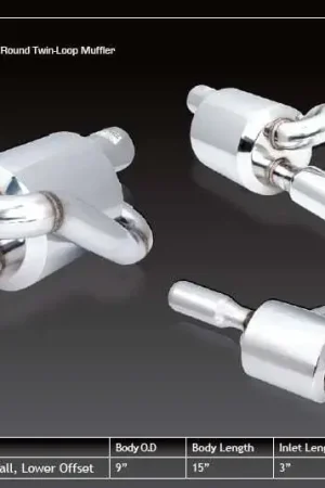 Original XForce 2.5in Inlet Lower Offset Round Twin-Loop Muffler
