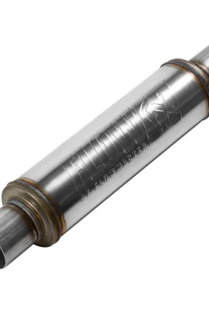 Reduced Price Flowmaster Flow FX Muffler Flow FX Muffler - 2.50 In/Out - Round Body - Moderate Sound - Stainless Steel