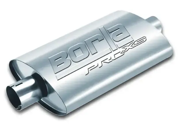 Get Yours Borla Exhaust Universal Pro-XS Oval 2.5in Inlet/Outlet Center/Center Notched Muffler