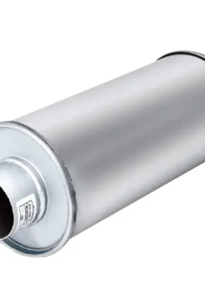 XForce 5in Round Straight-Through Resonator Raw 409 Stainless Steel - 2.5in Inlet Best Seller