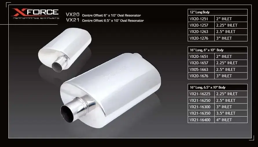 Warranty Included XForce Universal Muffler - 3in Inlet Centre Offset 6in x 10in Oval Resonator