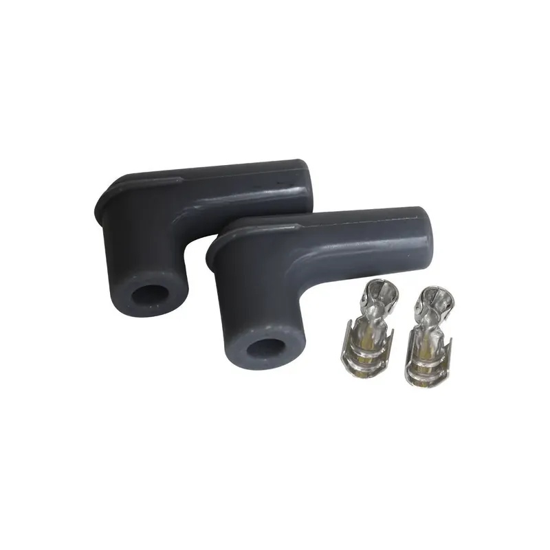 Buy Direct Aeroflow 90 Deg Silicone Spark Plug Boots and Terminals - Black, 2 Pack (GM LS Series)