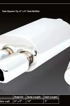 XForce 2.25in Inlet Twin Square Tip, 6in x 9in Oval Muffler Bulk Order