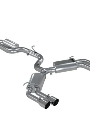 Certified MBRP 3" Cat Back Quad Split Rear Exit Valve Delete (S3 15-20) - T304 Stainless Steel