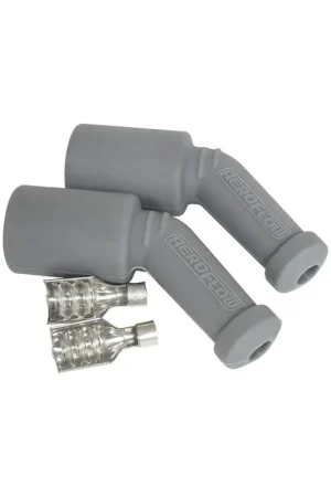Clearance Aeroflow 45 Deg Coil Boots & Terminals - Grey, 2 Pack (GM LS)