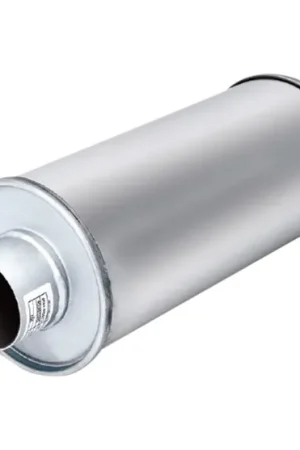 XForce 5in Round Straight-Through Resonator Raw 409 Stainless Steel - 3in Inlet Seasonal Sale