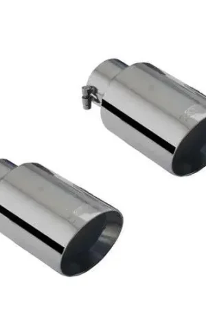 Direct From Manufacturer XForce Black Round Angle-Cut Double Wall Tip 3in Inlet, 4in Outlet Round Muffler (Mustang 14-17)