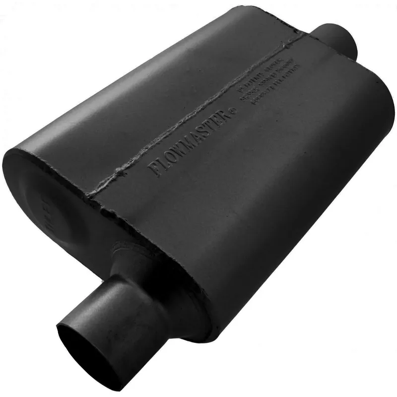 Flowmaster 40 Series Delta Flow Chambered Muffler 40 Delta Flow® - 2.50 Offset In / 2.50 Center Out - Aggressive Sound Money Back Guarantee