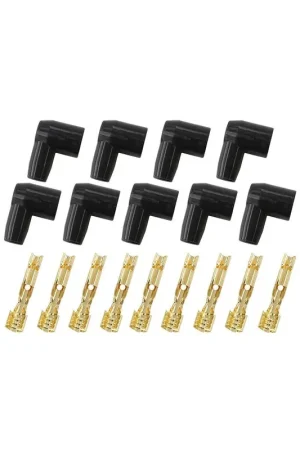 Best Seller Aeroflow 90 Deg Silicone Distributor/Coil Boots and Terminals - Black - 9 Pack