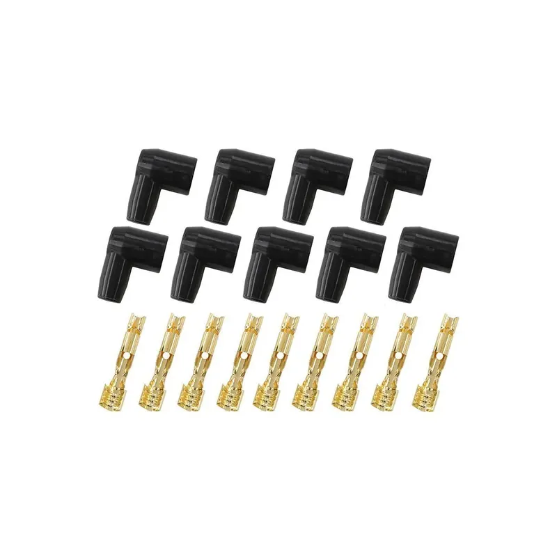 Best Seller Aeroflow 90 Deg Silicone Distributor/Coil Boots and Terminals - Black - 9 Pack