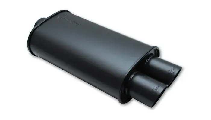 Vibrant Performance Streetpower Flat Black Oval Muffler with Dual Tips Low Price