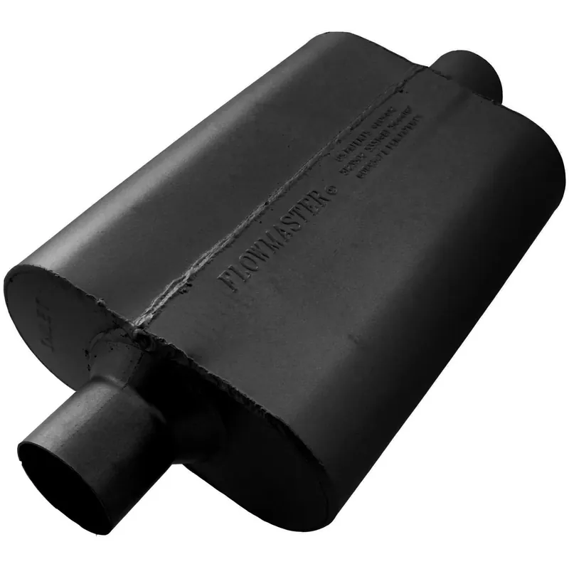 Buy Online Flowmaster 40 Series Delta Flow Chambered Muffler 40 Delta Flow® - 2.50 Center In / 2.50 Center Out - Aggressive Sound