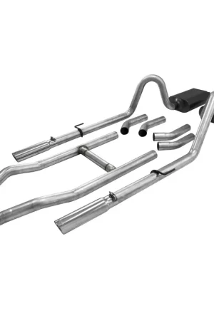 Get Yours Flowmaster American Thunder Crossmember-Back Exhaust System 1955-1957 Chevrolet cars with V8 engine. - Aggressive to moderate sound