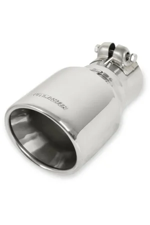 Place Order Flowmaster Exhaust Tip Exhaust Tip - 4.00 in. Rolled Angle Polished SS Fits 2.50 in. Tubing - clamp on