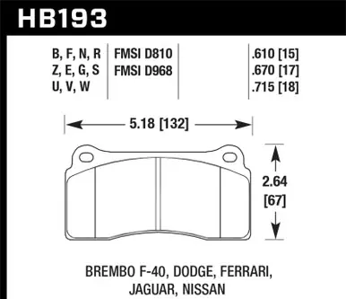Factory Price Hawk Rotora FC4 DTC-60 Race Brake Pads - HB193G.610
