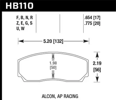 Hawk AP Racing CP3307/CP5040-5S4/(Essex) CP5200 (SC250) Caliper Blue 9012 Race Brake Pads - HB110E.654 Budget