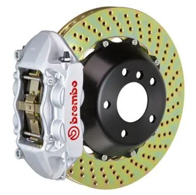 Brembo 03-09 Range Rover Rear GT BBK 4 Piston Cast 380x28 2pc Rotor Drilled-Silver - 2P1.9002A3 Sale
