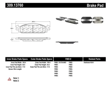 High Quality StopTech Performance Brake Pads - 309.13760