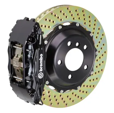 Limited Offer Brembo 95-98 240SX/ w/5-lug Hubs Front GT BBK 4 Piston Cast 2pc 332x32 2pc Rotor Drilled-Black - 1B1.7012A1